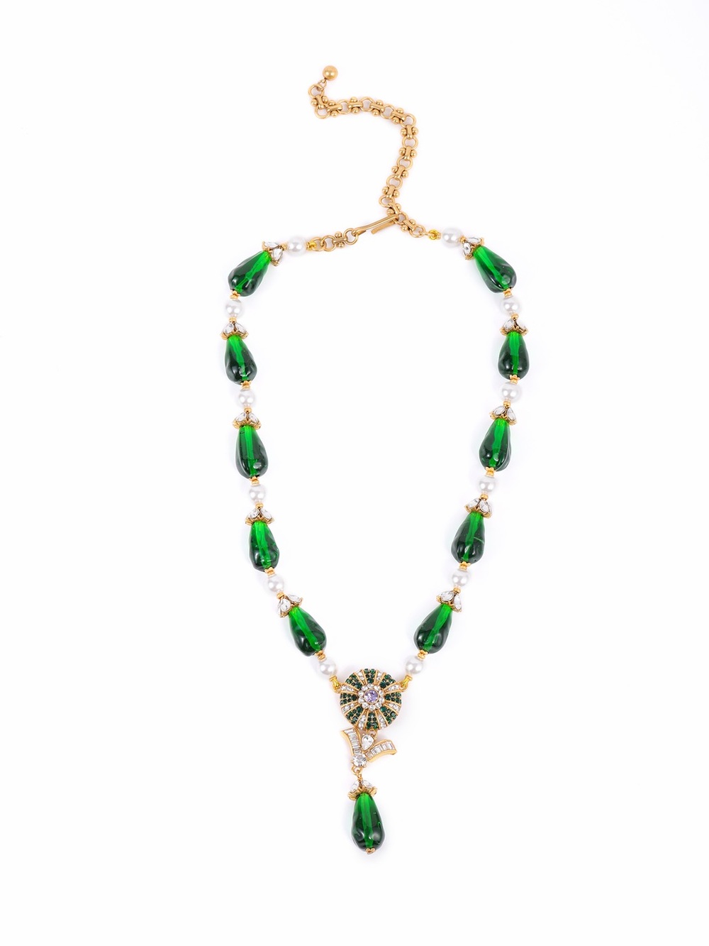 Elegant Green Teardrop Pendant Necklace by